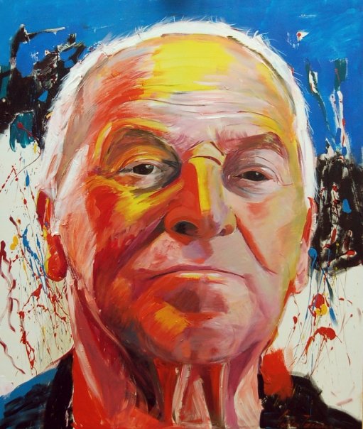Portrait of the artist Romul Nutiu, acrylic on canvas by Adela Tavares