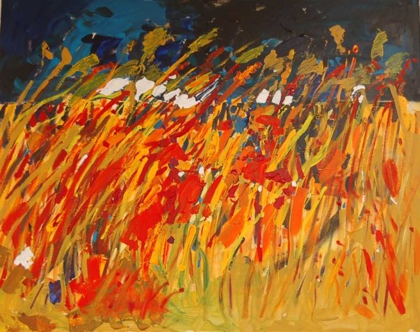 Painting of a field of wheat from Romania, by Adela Tavares